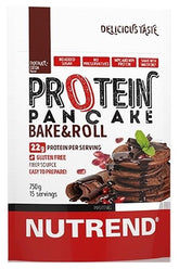 NUTREND Protein Pancake mix with 22g protein per serving, gluten-free, easy to prepare, and delicious chocolate flavor.